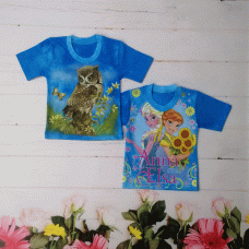 Футболка для девочек  "Анна и Эльза" "Сова" кулир-варёнка