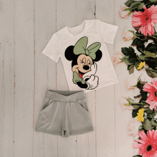 Комплект для девочек футболка и шорты, ментол